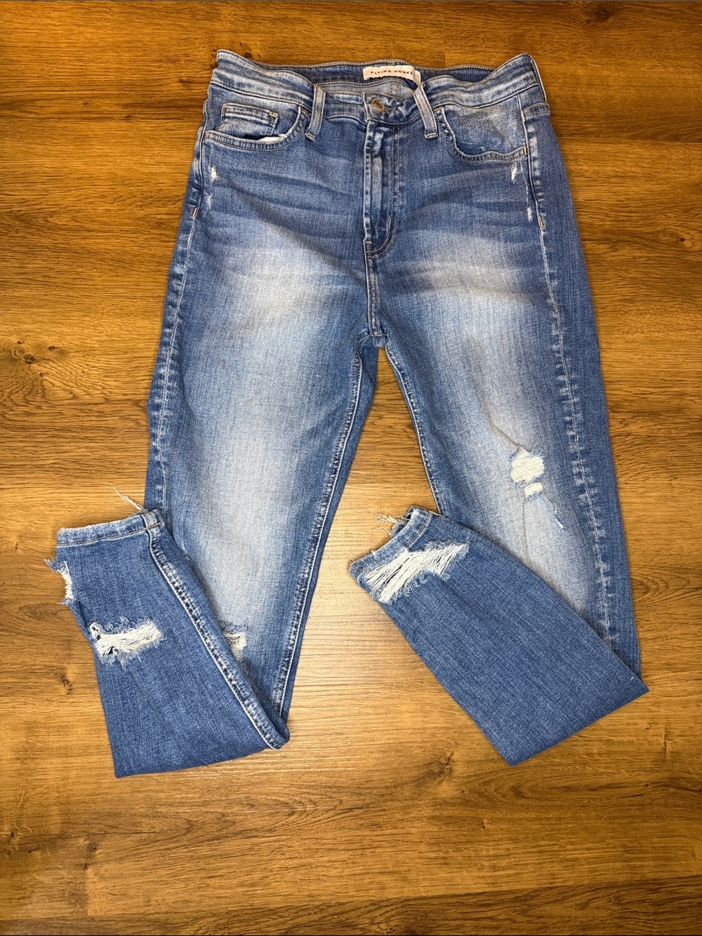 Flying Monkey 28 Distressed Faded Jeans Stretch High Rise Y3636 Reg Wash